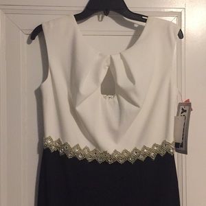 Black and white floor length dress